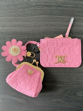 NWT Juicy Couture pink cherry blossom wallet wristlet bag charm flower coin bag